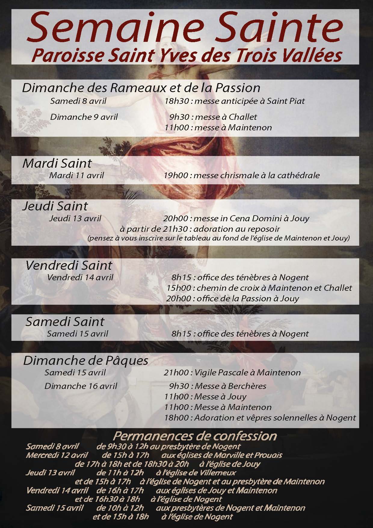 Horaires De La Semaine Sainte - Paroisse De Maintenon