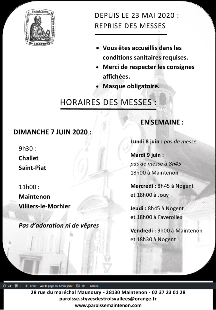 Messes de Juin - Paroisse de Maintenon